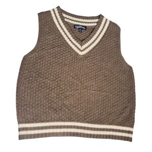 Freshman 1996 Brown Striped V-Neck Knit Sweater Vest XS 5T511380RG